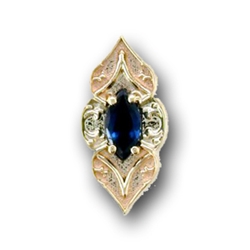 N634 14K ELONGATED SIDE WITH MARQUISE CENTER 